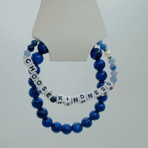 Choose Kindness Blue Beaded Bracelets